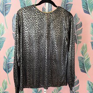 Notations Silver Leopard Print Top | Size 10